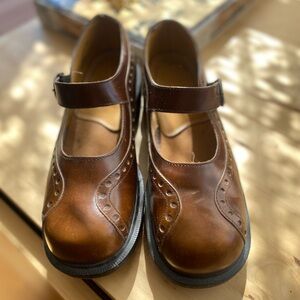 Vintage Made in England Dr. Martens Brown Leather Mary Jane Flats